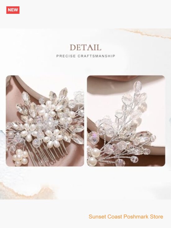 Bridal Hair Comb Silver Pearl Rhinestone Wedding Hair Piece